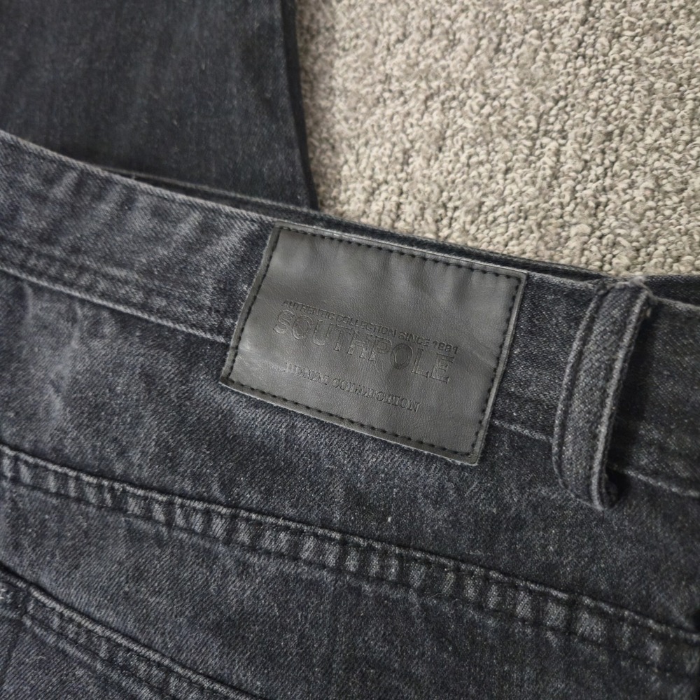 Southpole Jeans Baggy Grunge Wide Leg Size 46 Black Skater 2000s Style - Picture 4 of 10